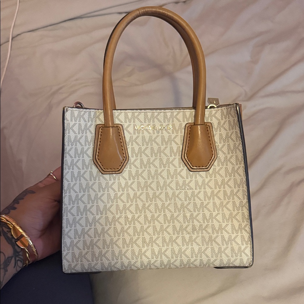 Michael Kors Cream and Tan Satchel